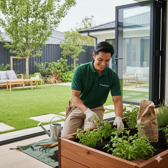 Professional gardening service with vibrant plants