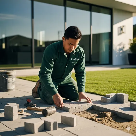 Beautiful hardscaping design with stone pathway